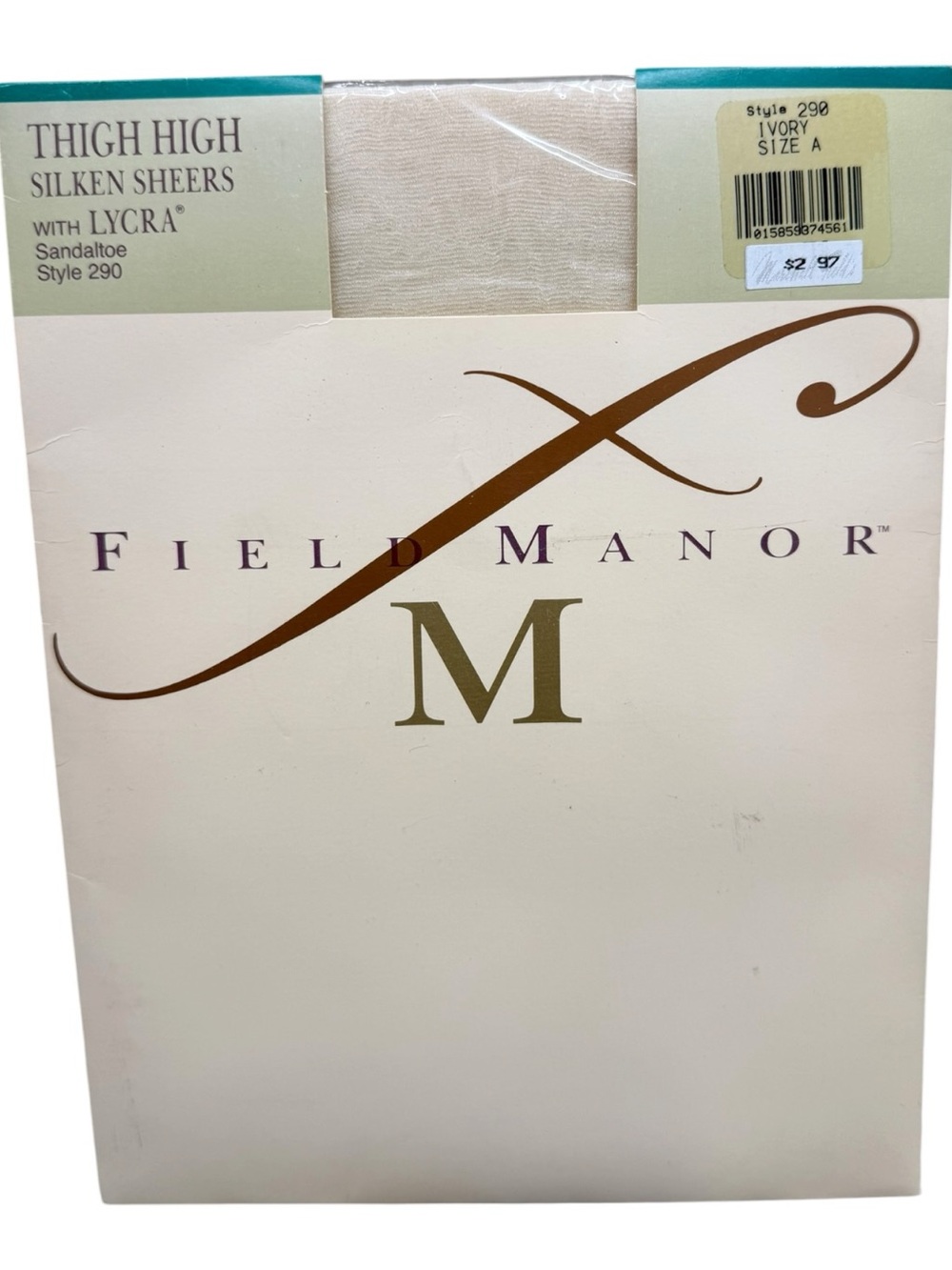 1992 Field Manor Stay Up No Garter Ivory Thigh High Silken Sheer Stockings A 290